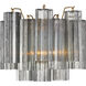 Addis Bath Wall Light in Aged Brass, Tronchi Glass Smoke