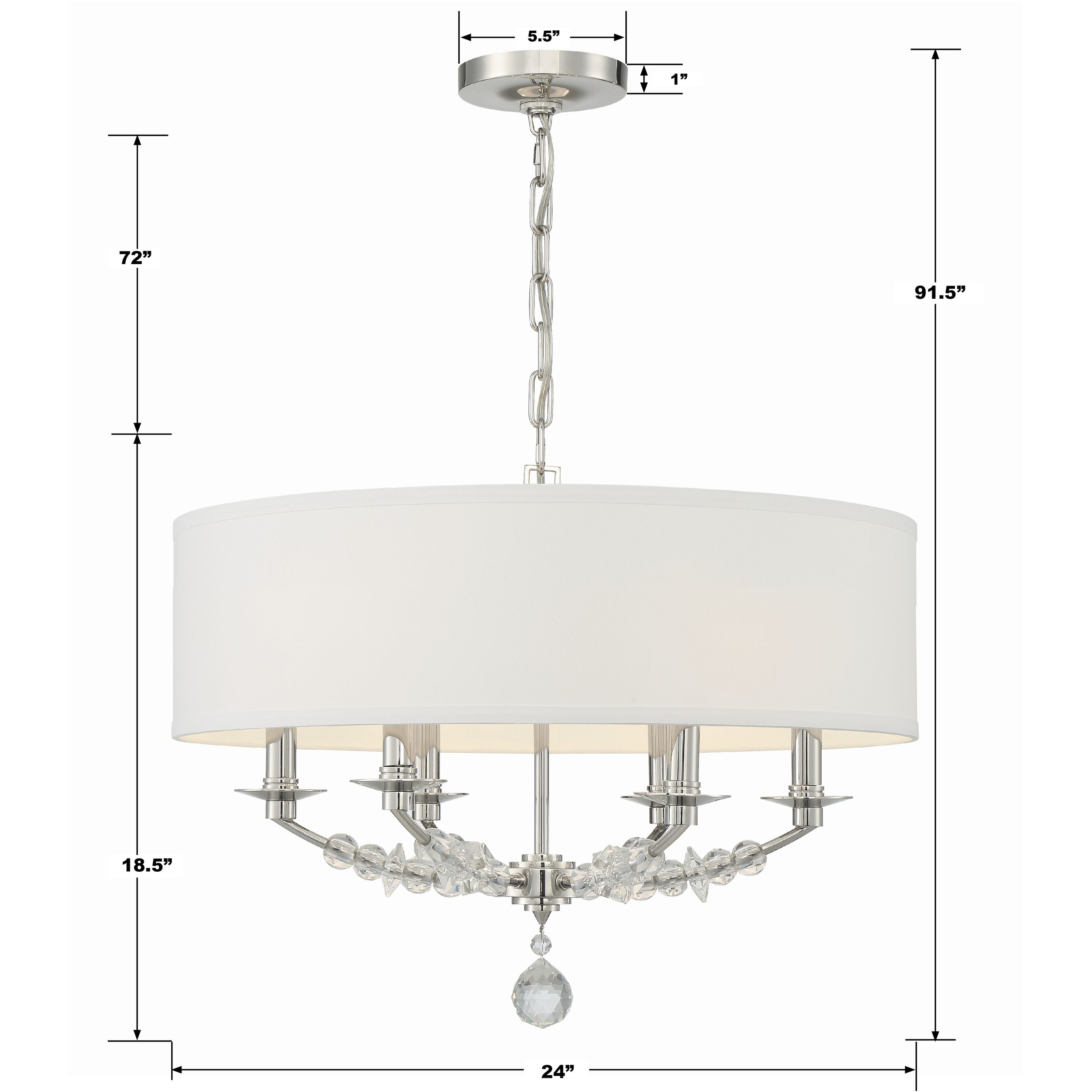 Mirage 6 Light 24 inch Polished Nickel Chandelier Ceiling Light