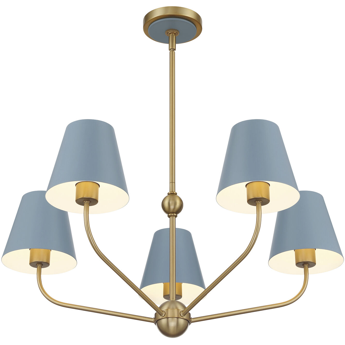 Xavier 5 Light 28 inch Vibrant Gold Chandelier Ceiling Light in Vibrant Gold and Blue