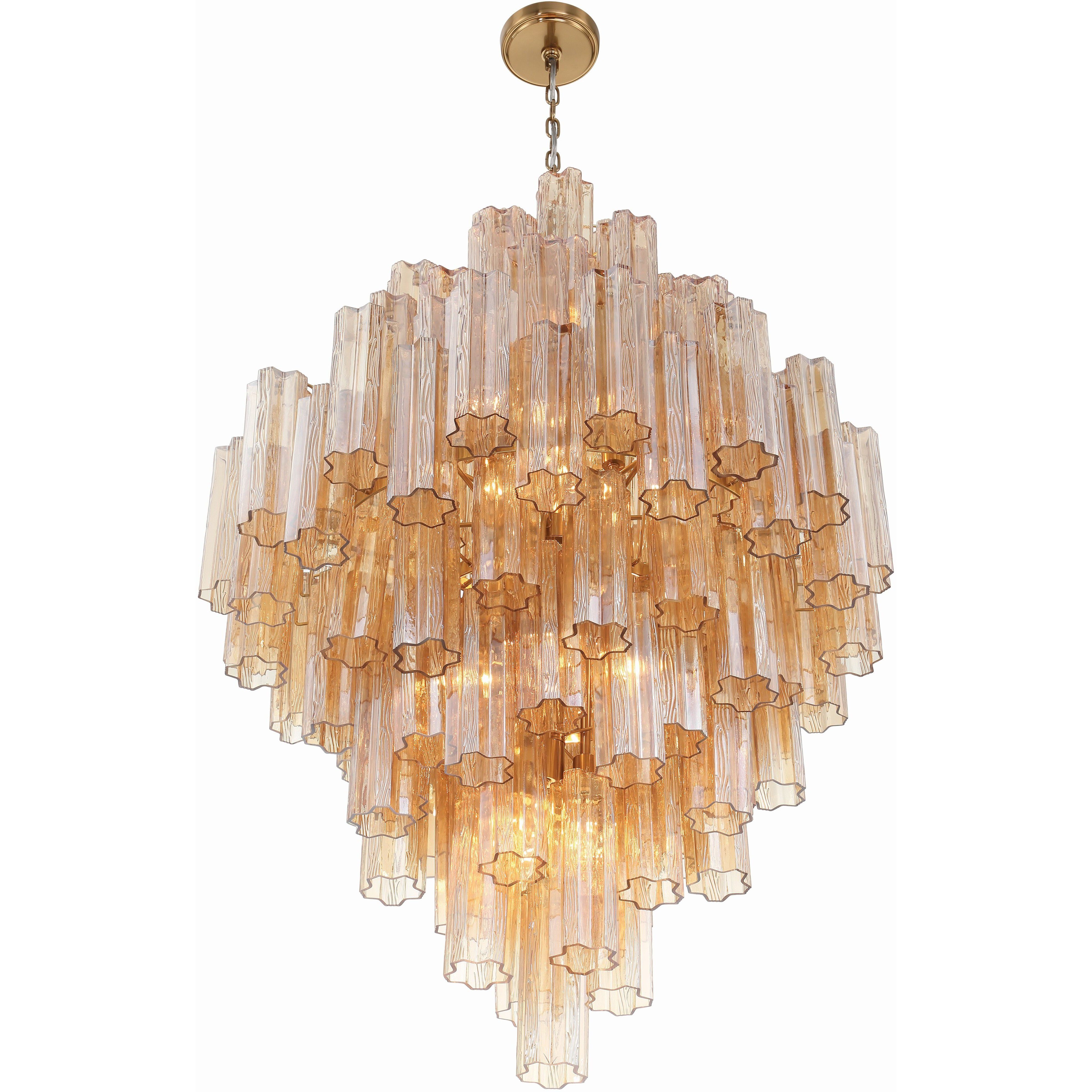 Addis 20 Light 31.5 inch Aged Brass Chandelier Ceiling Light in Amber
