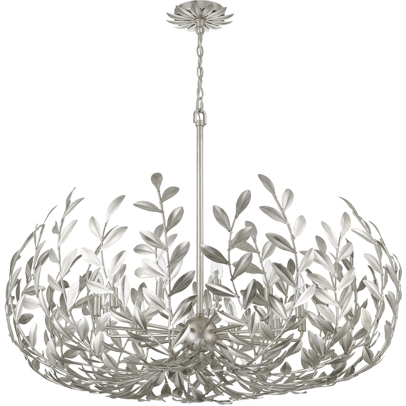 Broche 12 Light 42 inch Antique Silver Chandelier Ceiling Light