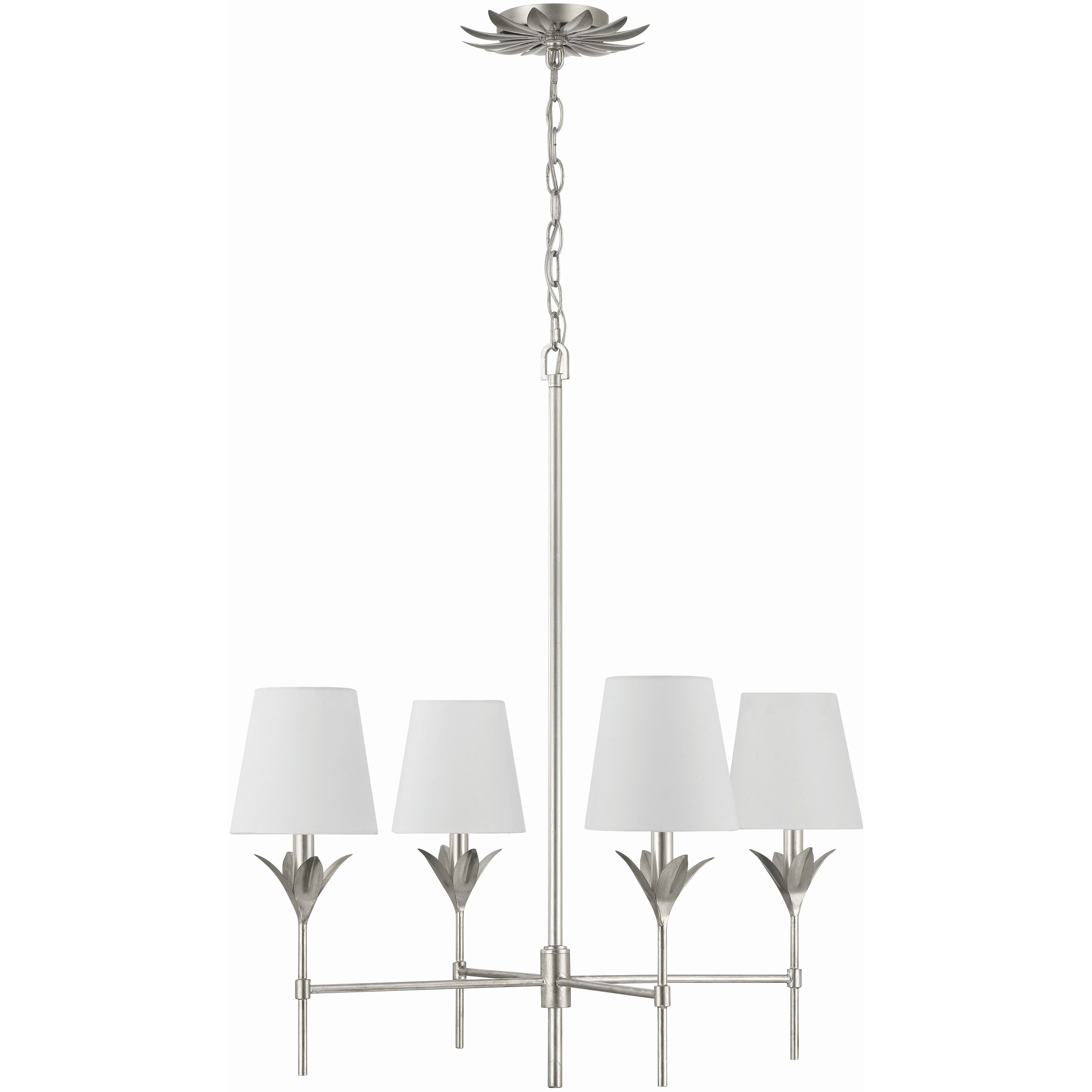 Broche 4 Light 28 inch Antique Silver Chandelier Ceiling Light