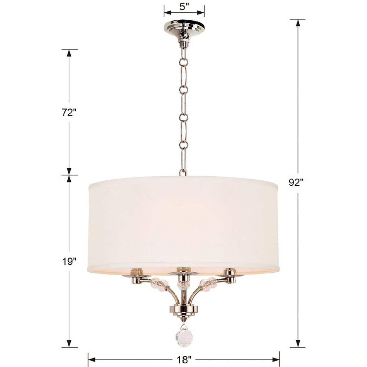 Mirage 3 Light 18 inch Polished Nickel Semi Flush Ceiling Light