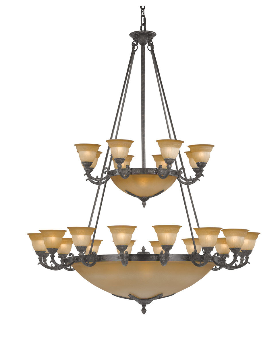 Signature 24 Light 60 inch Antique Silver Chandelier Ceiling Light