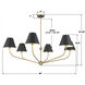 Xavier 6 Light 48 inch Vibrant Gold and Matte Black Chandelier Ceiling Light