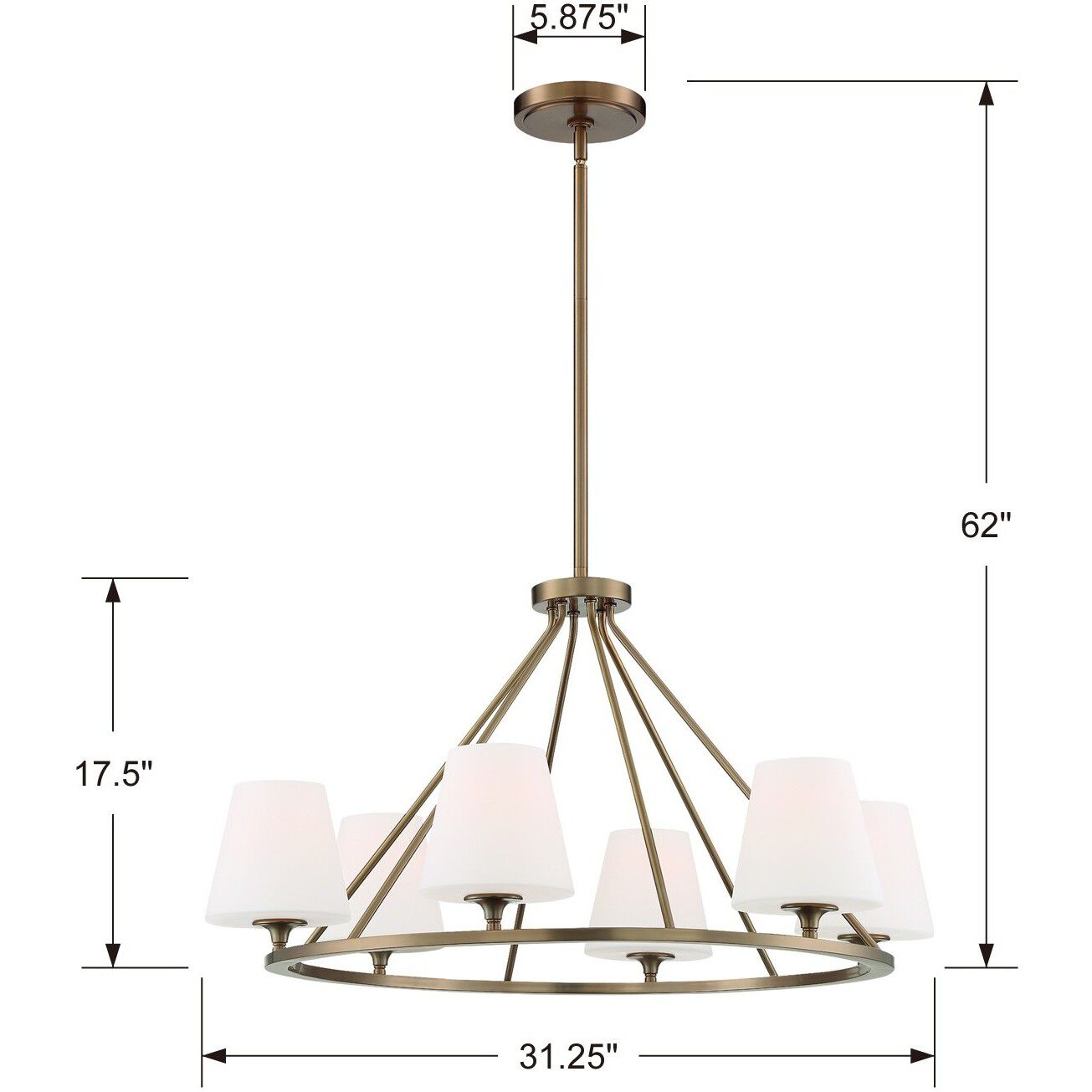 Keenan 6 Light 31.25 inch Vibrant Gold Chandelier Ceiling Light