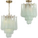 Ollie 4 Light 14.25 inch Aged Brass Semi Flush Ceiling Light in Sand Glass Green