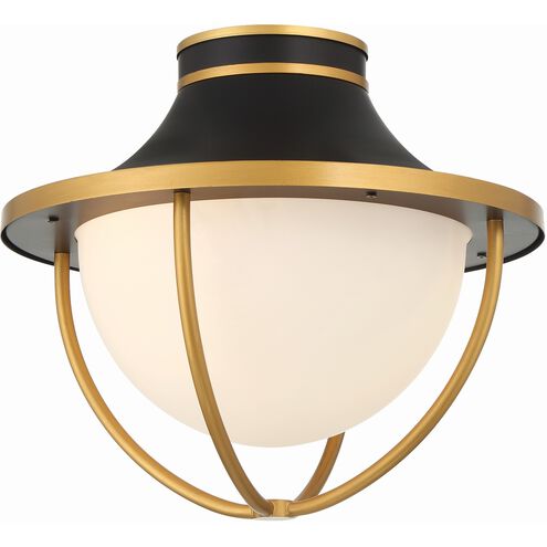 Atlas 2 Light 13.5 inch Matte Black/Textured Gold Outdoor Semi Flush