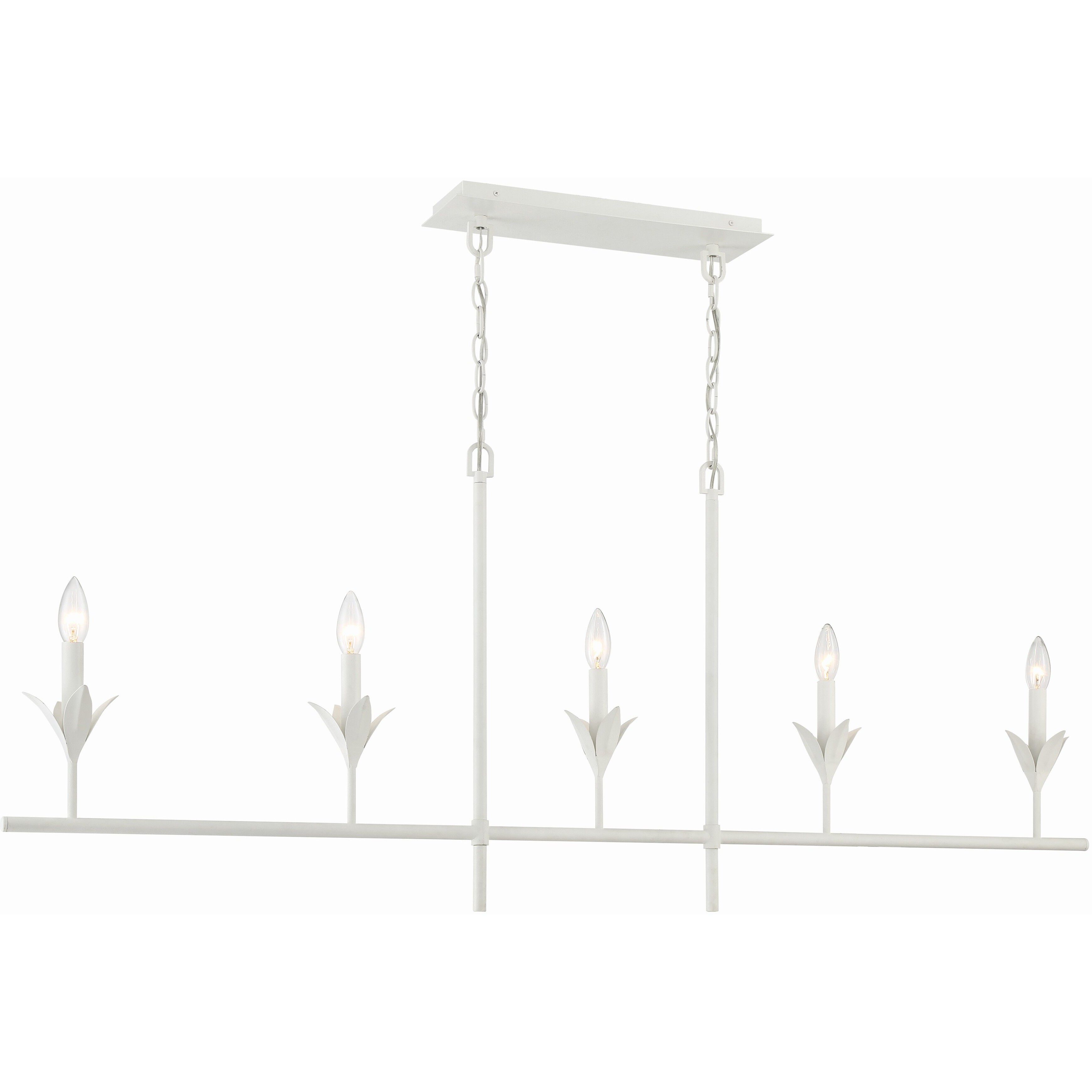 Broche 5 Light 53.5 inch Matte White Linear Chandelier Ceiling Light