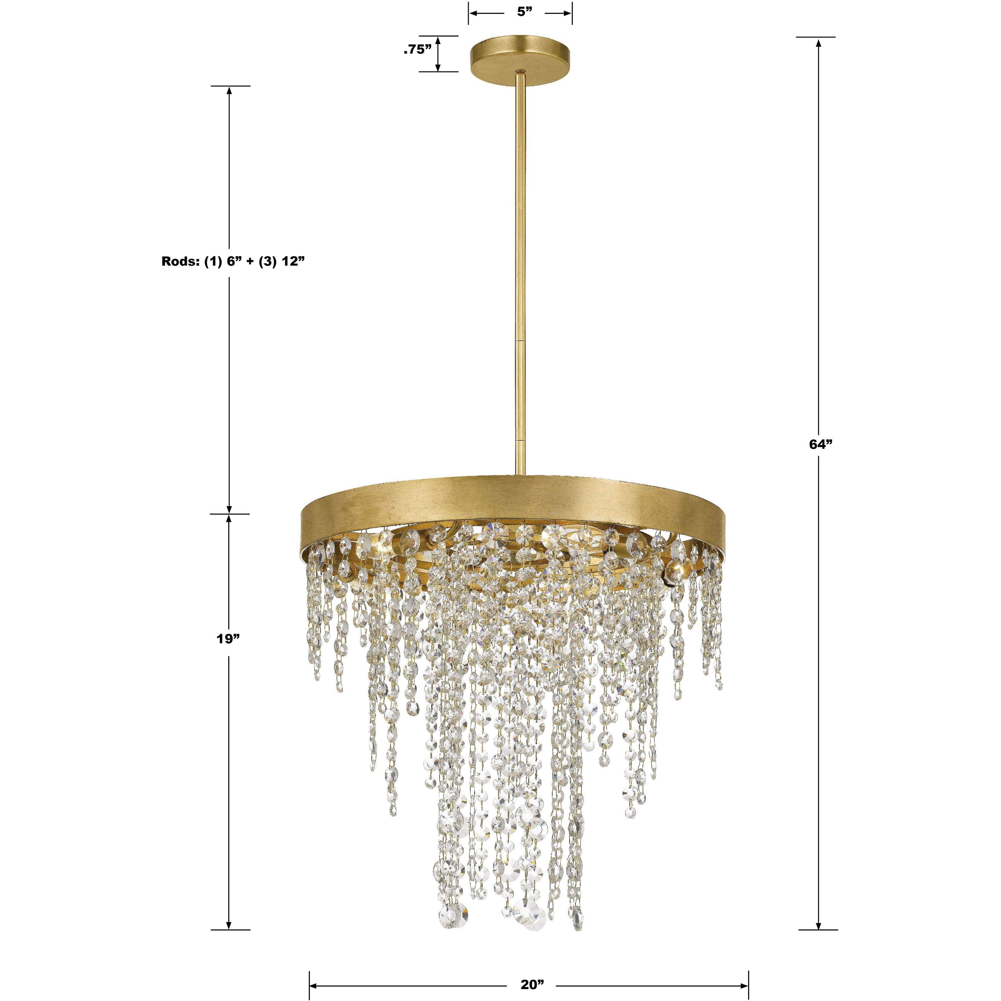 Winham 5 Light 20 inch Antique Gold Chandelier Ceiling Light