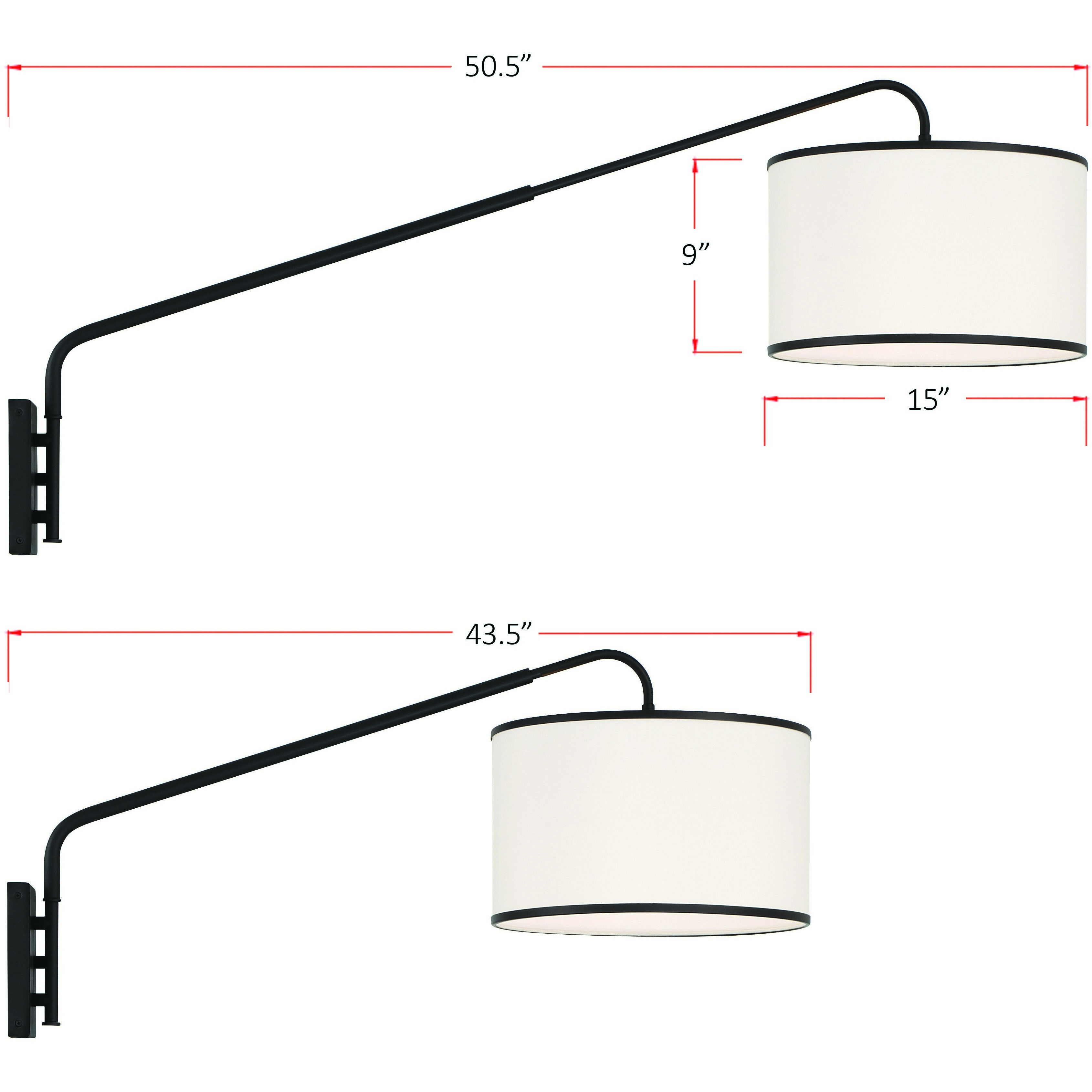 Mallory 50.5 inch 60.00 watt Matte Black Task Sconce Wall Light