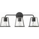 Fulton 3 Light 23.25 inch Black Bathroom Vanity Light Wall Light in Antique White, Clear
