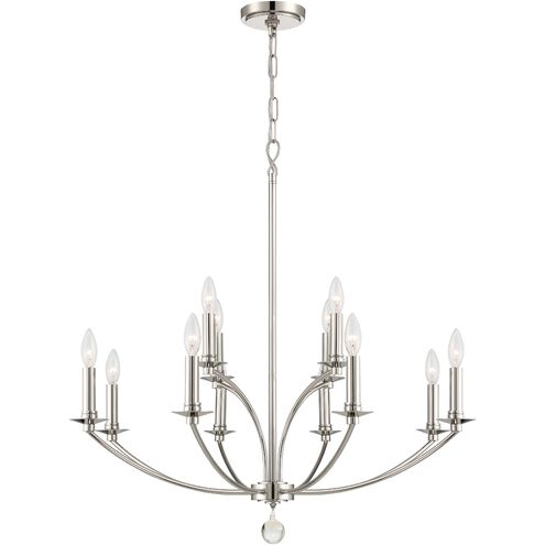 Mila 12 Light 32 inch Polished Nickel Chandelier Ceiling Light