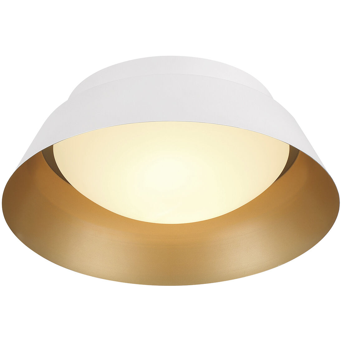 Donoven 2 Light 15 inch White and Gold Flush Ceiling Light