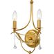 Metro 2 Light 10 inch Antique Gold Sconce Wall Light