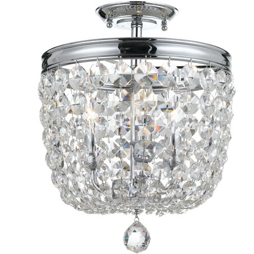 Archer 3 Light 11.5 inch Polished Chrome Semi Flush Ceiling Light in Clear Swarovski Strass