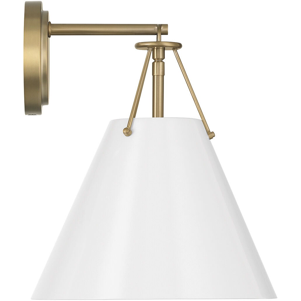 Xavier Bath Sconce Wall Light in Vibrant Gold and White