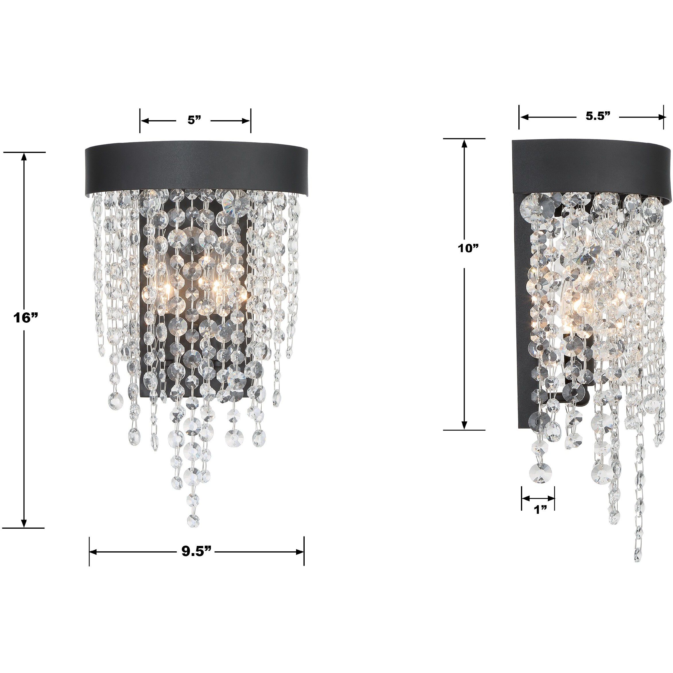 Winham 2 Light 9.5 inch Black Forged Sconce Wall Light