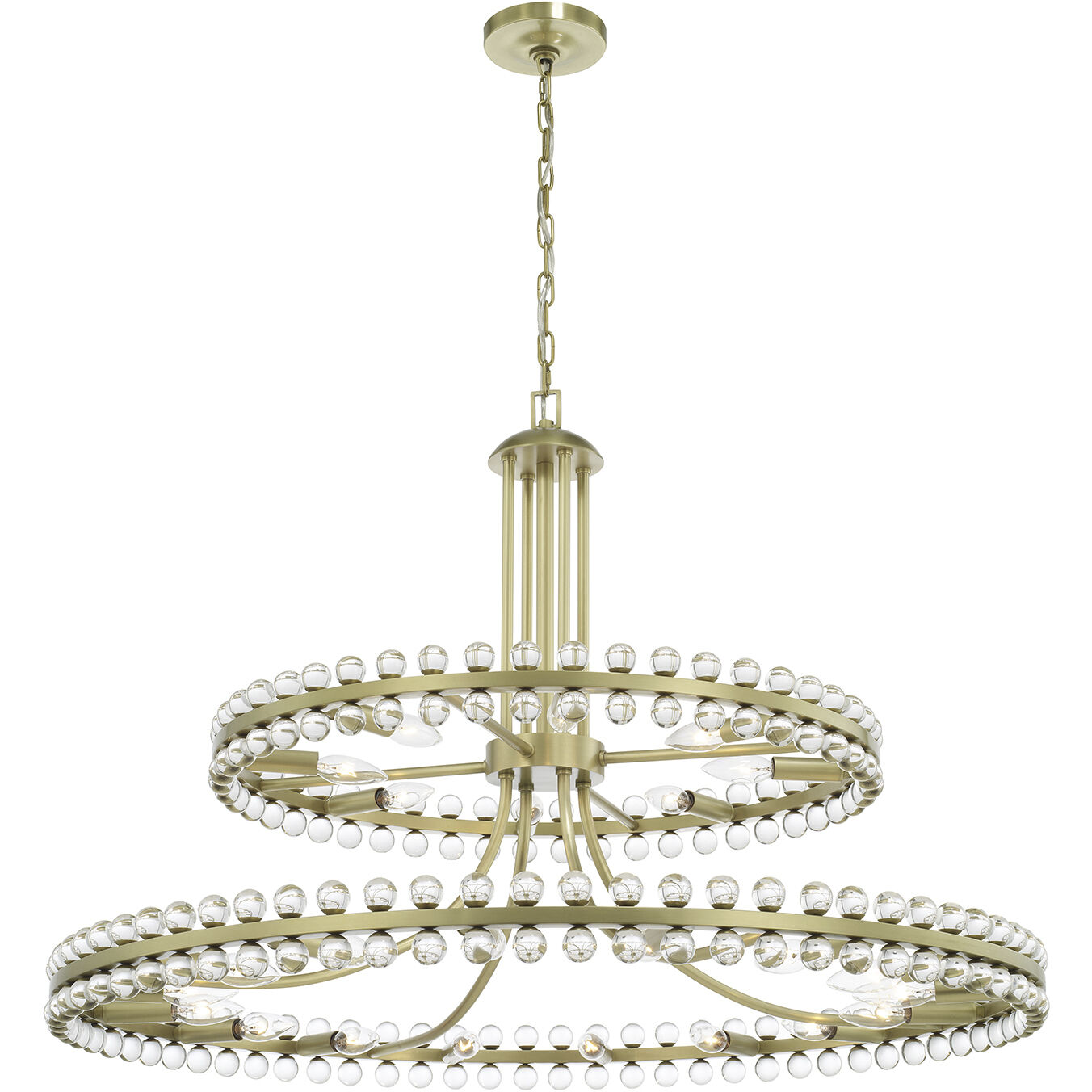 Clover 24 Light 39.25 inch Aged Brass Chandelier Ceiling Light