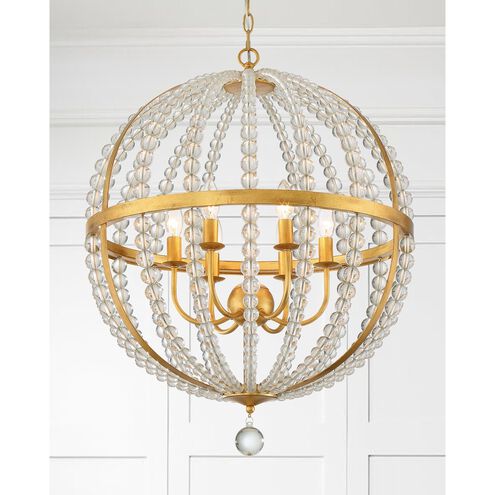 Roxy 6 Light 22 inch Antique Gold Chandelier Ceiling Light