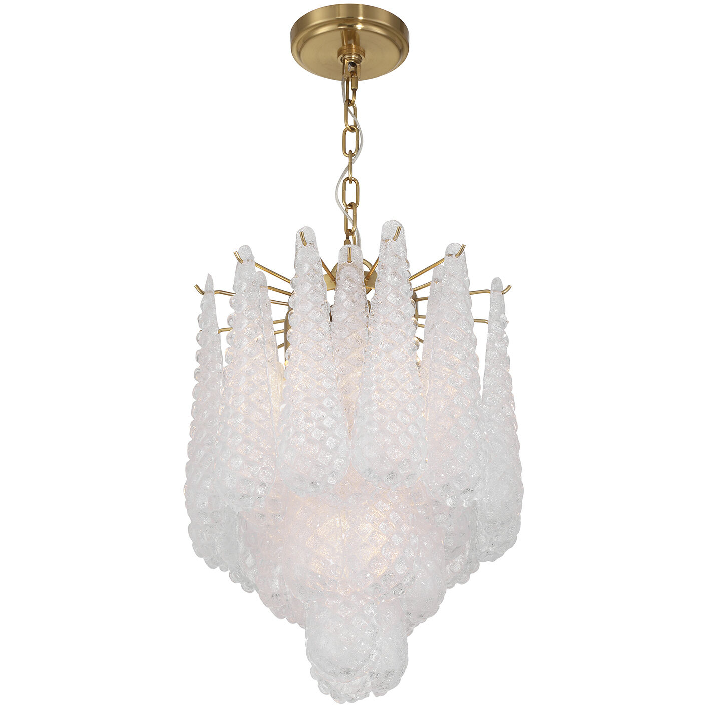 Ollie 4 Light 14.25 inch Aged Brass Chandelier Ceiling Light in Sand Glass Clear