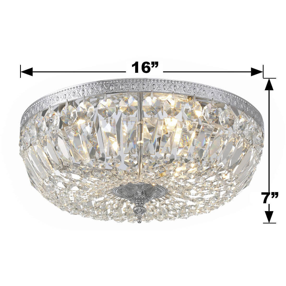 Westbury 3 Light 16 inch Polished Chrome Flush Ceiling Light in Clear Spectra