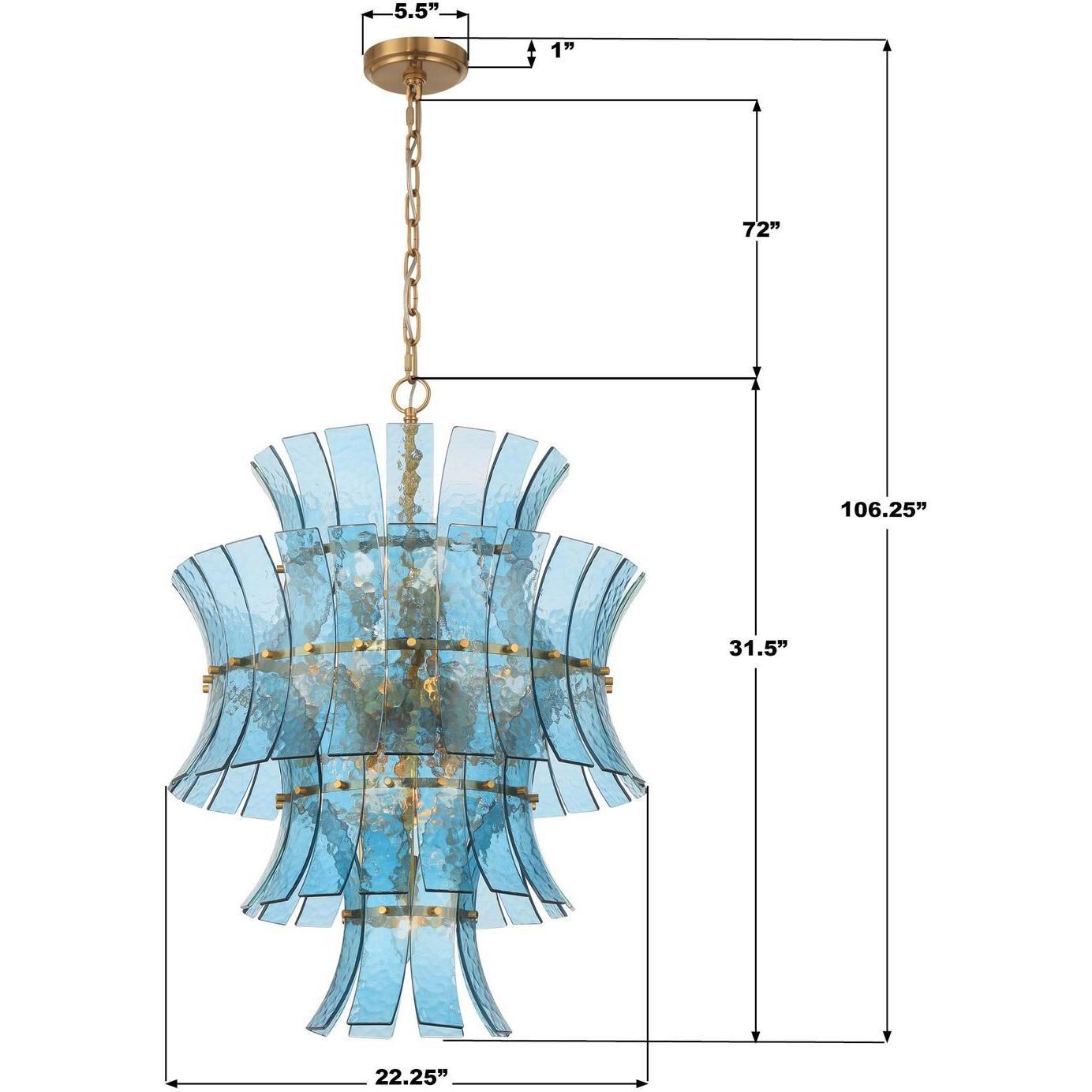 Abigail 13 Light 22.25 inch Aged Brass Chandelier Ceiling Light in Blue