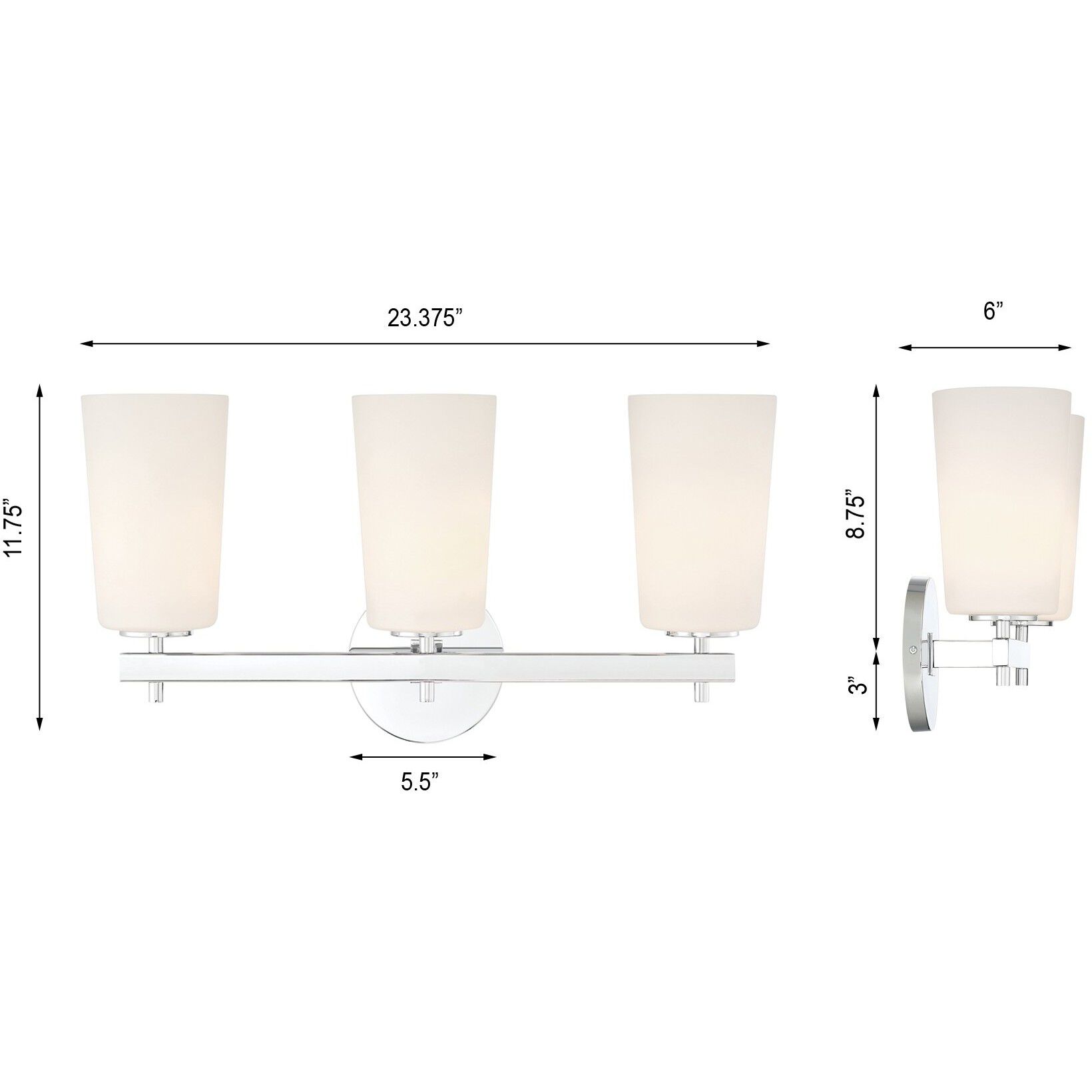 Colton 3 Light 23.25 inch Polished Chrome Bathroom Vanity Light Wall Light