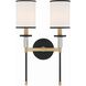 Hatfield 2 Light 12 inch Black Forged and Vibrant Gold Sconce Wall Light in Black Forged with Vibrant Gold