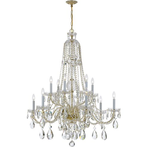 Traditional Crystal 12 Light 37.5 inch Polished Brass Chandelier Ceiling Light in Clear Swarovski Strass