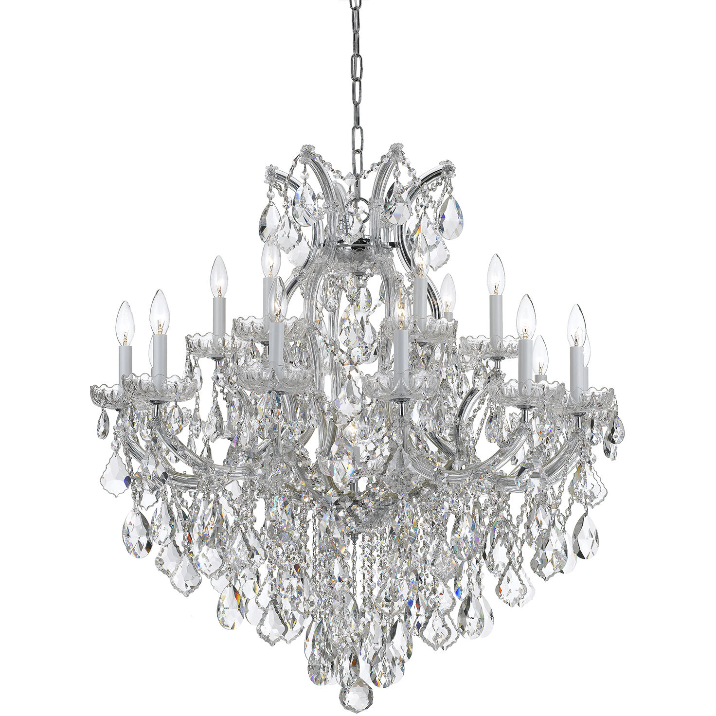 Maria Theresa 19 Light 38 inch Polished Chrome Chandelier Ceiling Light in Clear Hand Cut