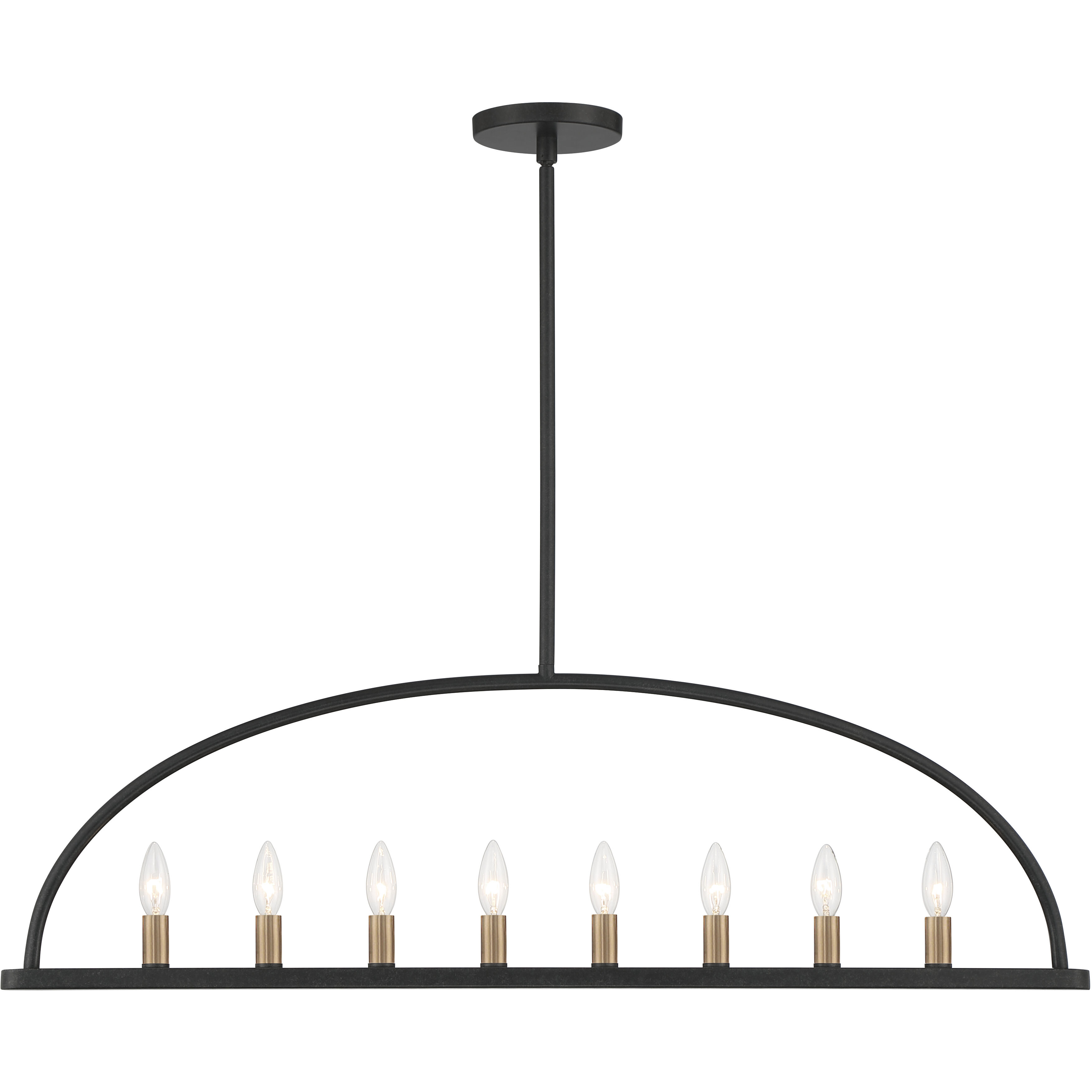 Abbott 8 Light 42 inch Black Linear Chandelier Ceiling Light in Antique White