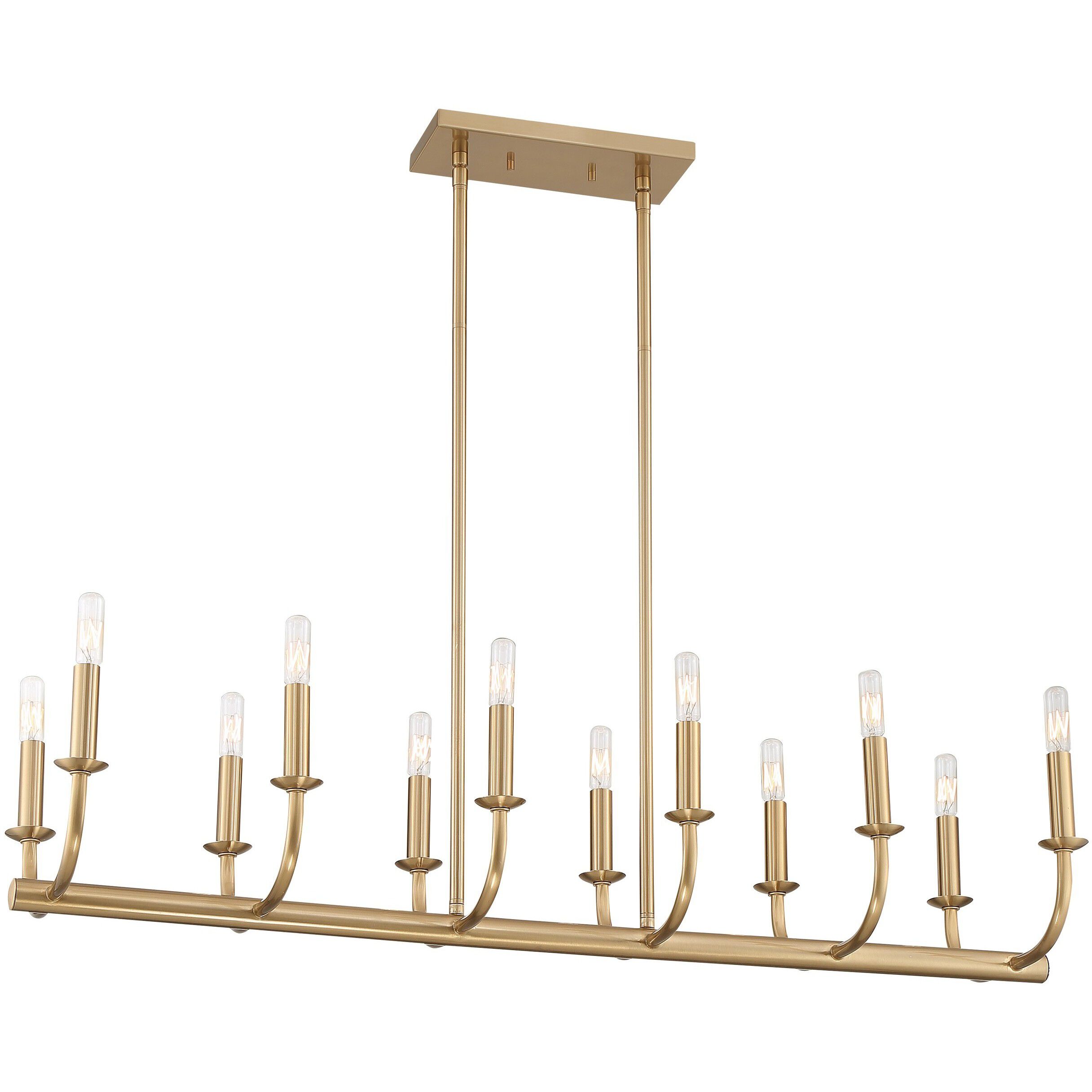 Bailey 12 Light 42 inch Aged Brass Linear Chandelier Ceiling Light