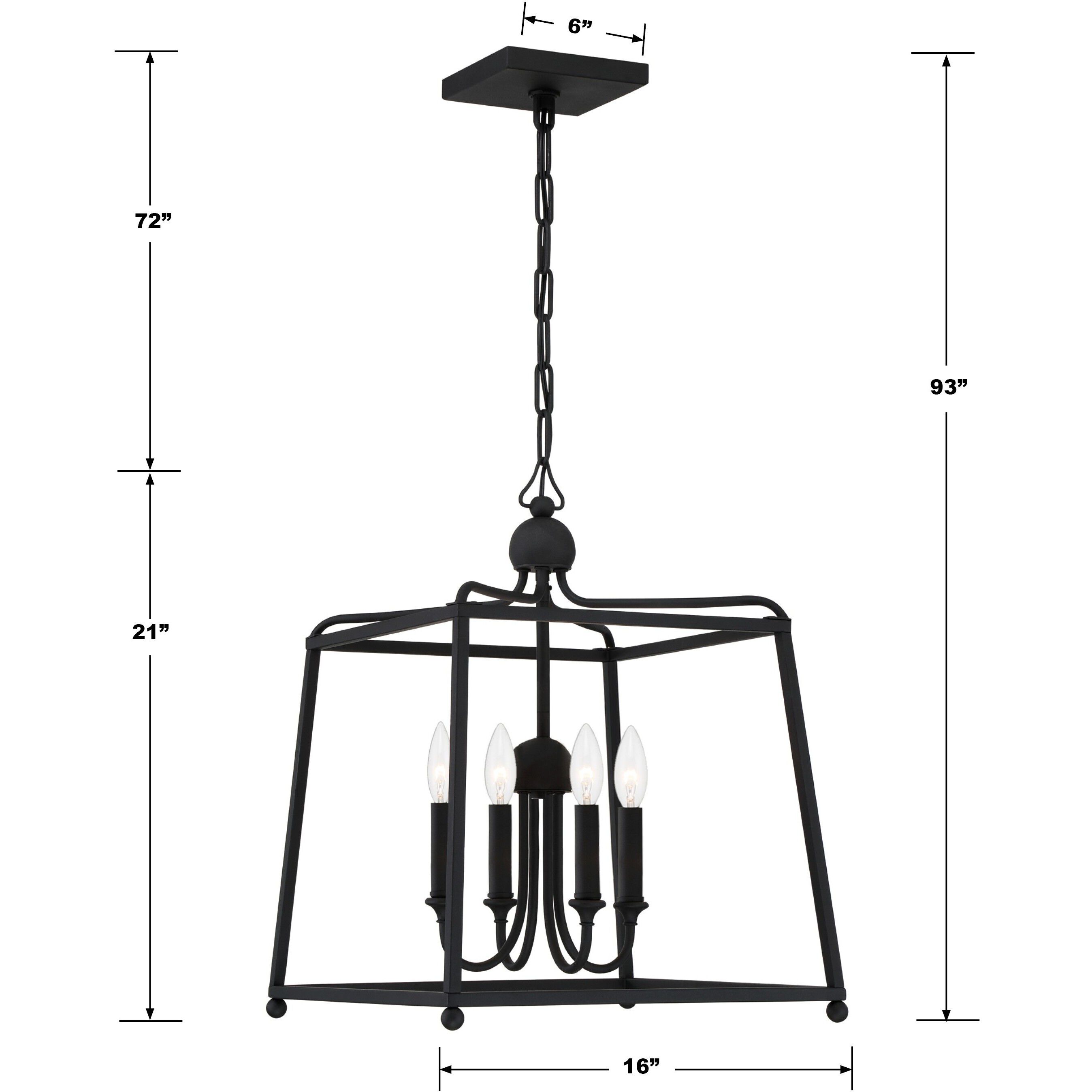Sylvan 4 Light 16 inch Black Forged Lantern Chandelier Ceiling Light