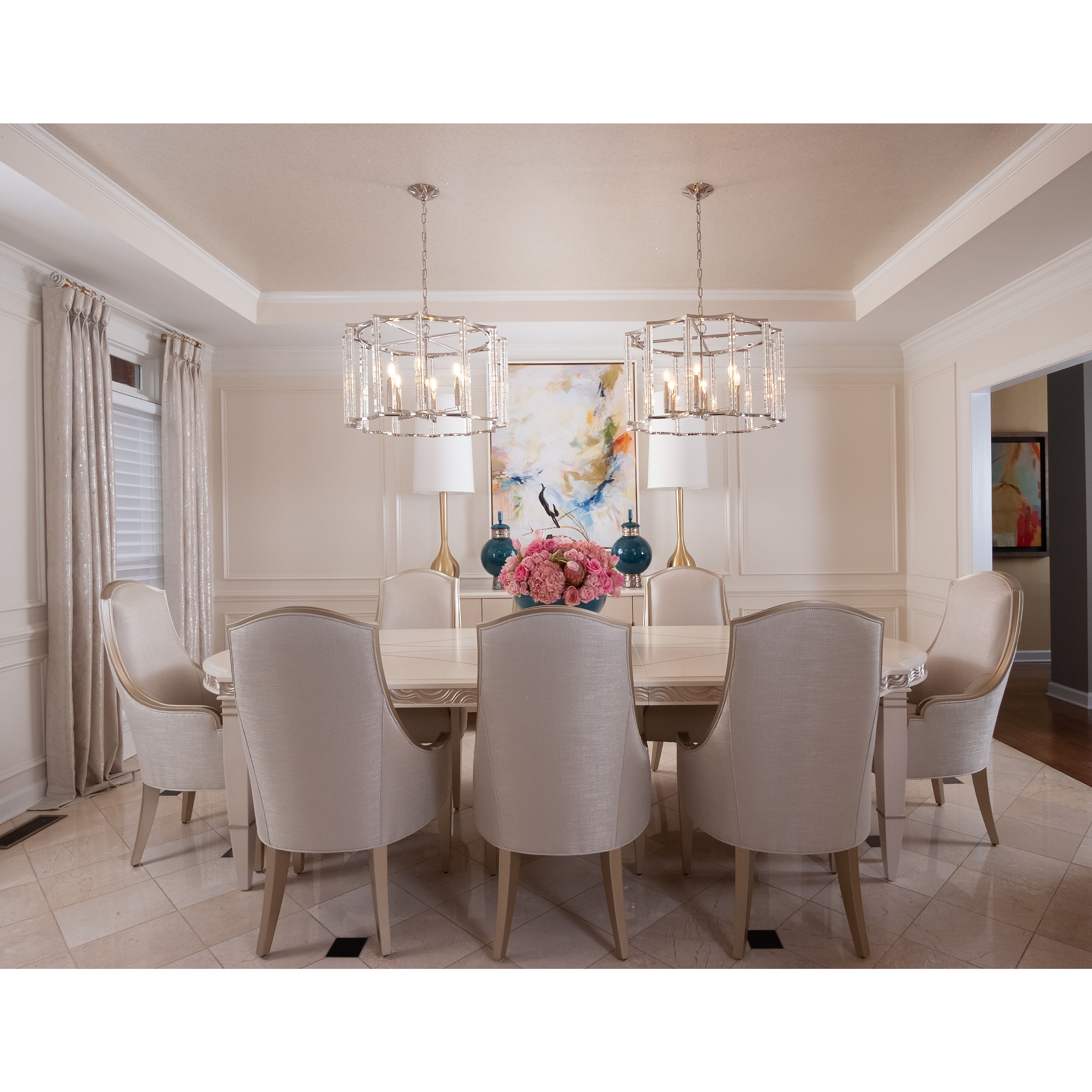 Carson 6 Light 28 inch Polished Nickel Lantern Chandelier Ceiling Light