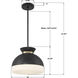 Gidget 2 Light 15 inch Matte Black and Vibrant Gold Mini Pendant Ceiling Light
