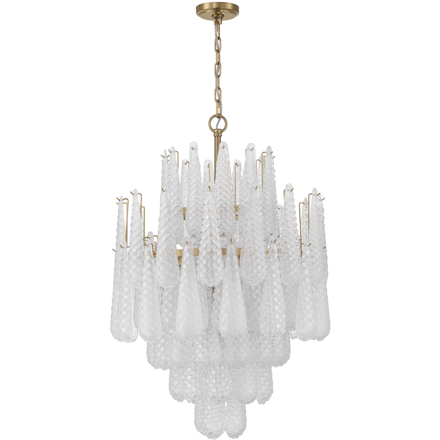 Ollie 16 Light 26.25 inch Aged Brass Chandelier Ceiling Light in Sand Glass Clear