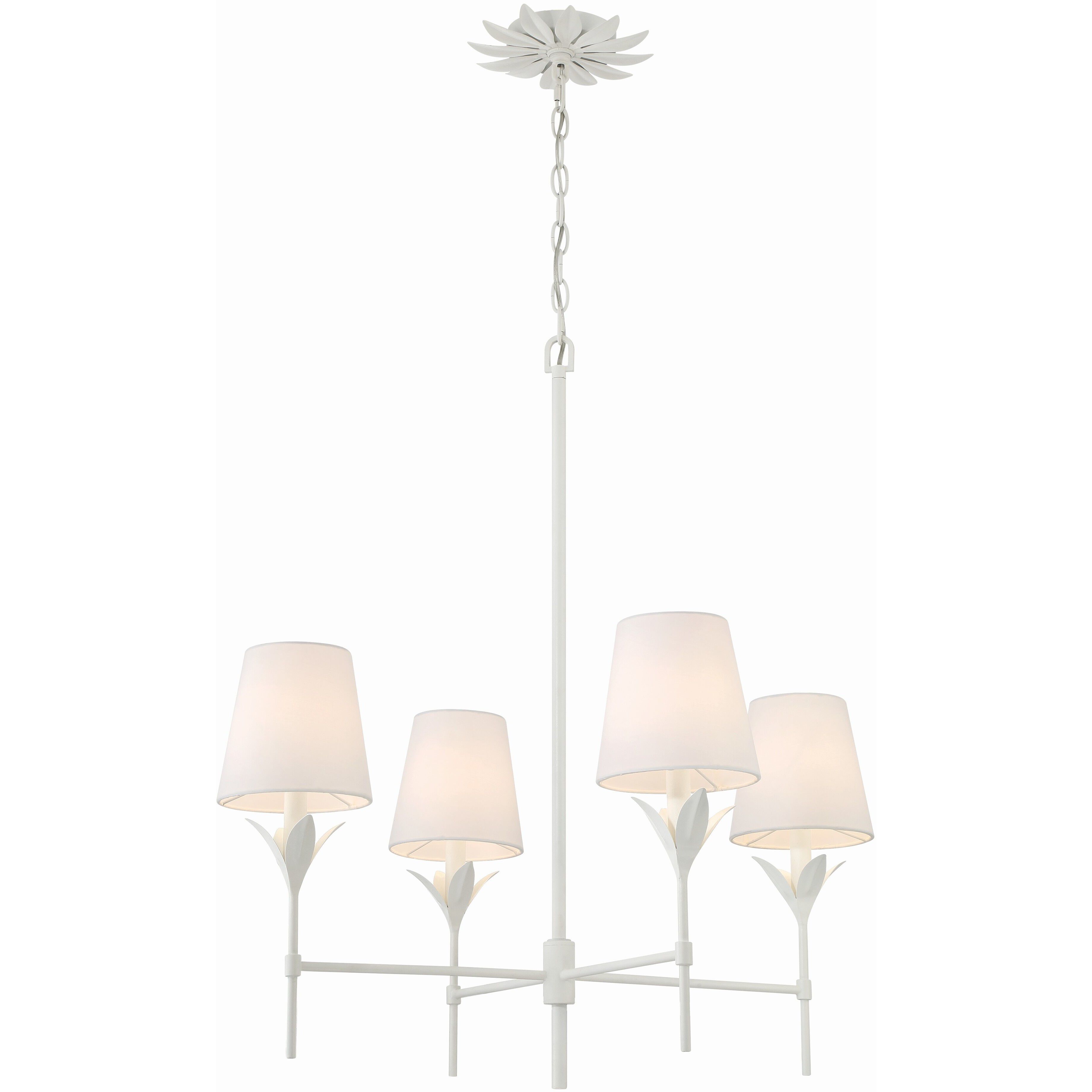Broche 4 Light 28 inch Matte White Chandelier Ceiling Light
