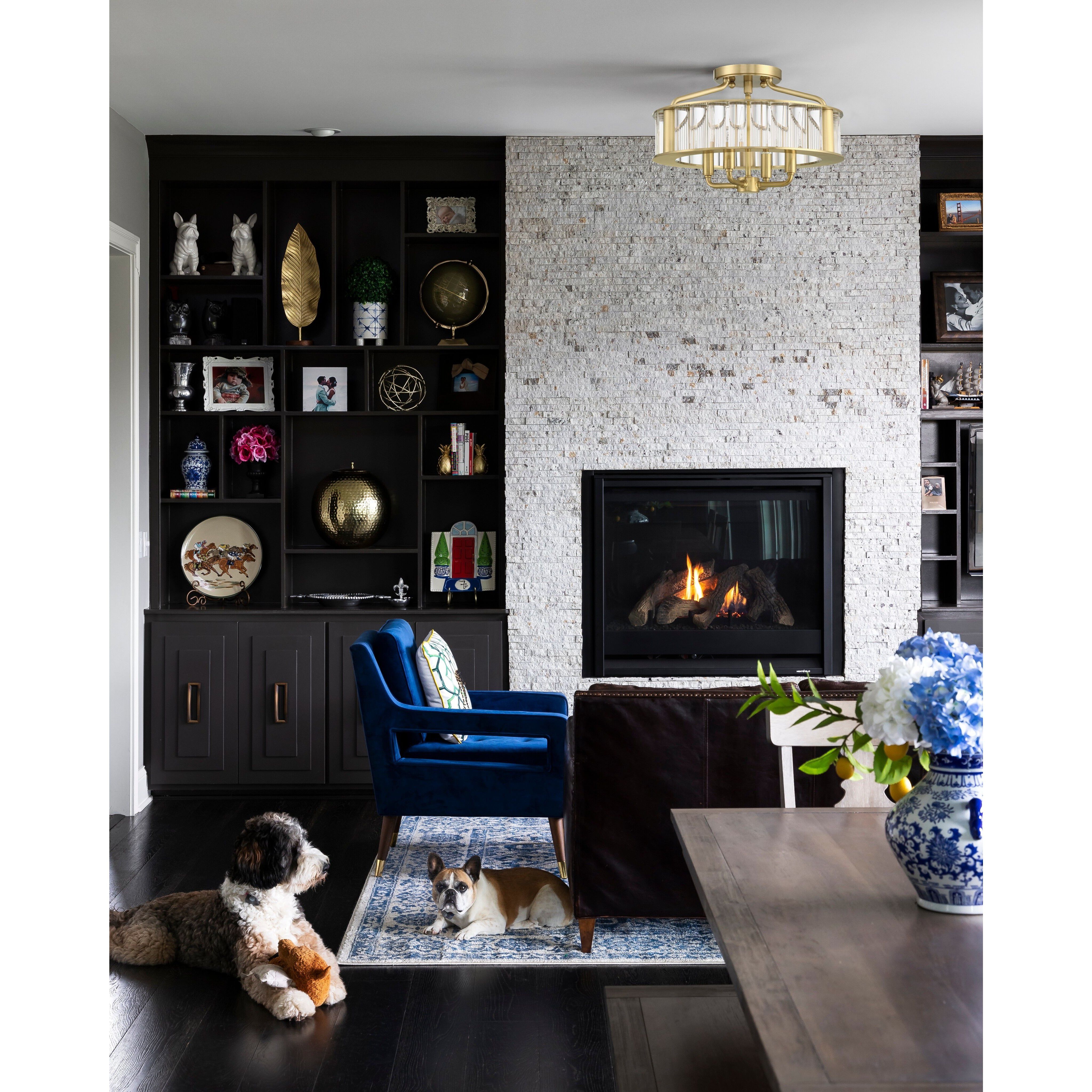 Farris 4 Light 16.5 inch Aged Brass Semi Flush Ceiling Light