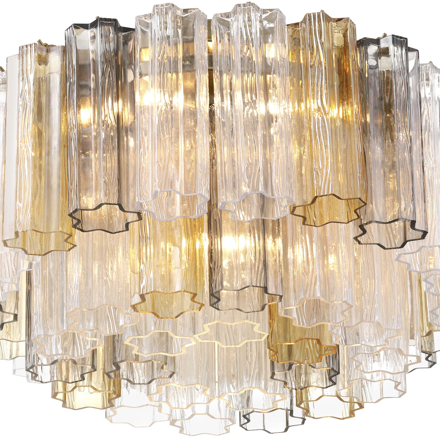 Addis 7 Light 22.25 inch Aged Brass Flush Ceiling Light in Tronchi Glass Autumn