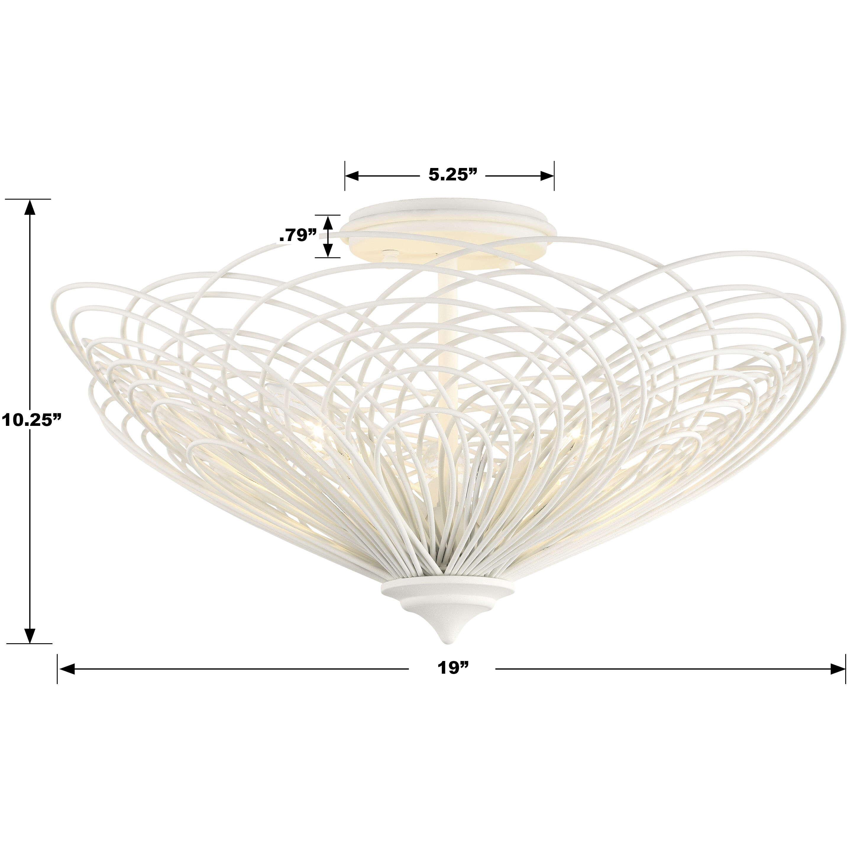 Doral 3 Light 19 inch Matte White Semi Flush Ceiling Light
