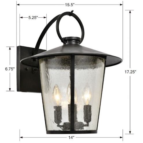 Andover 4 Light 17 inch Matte Black Outdoor Wall Mount