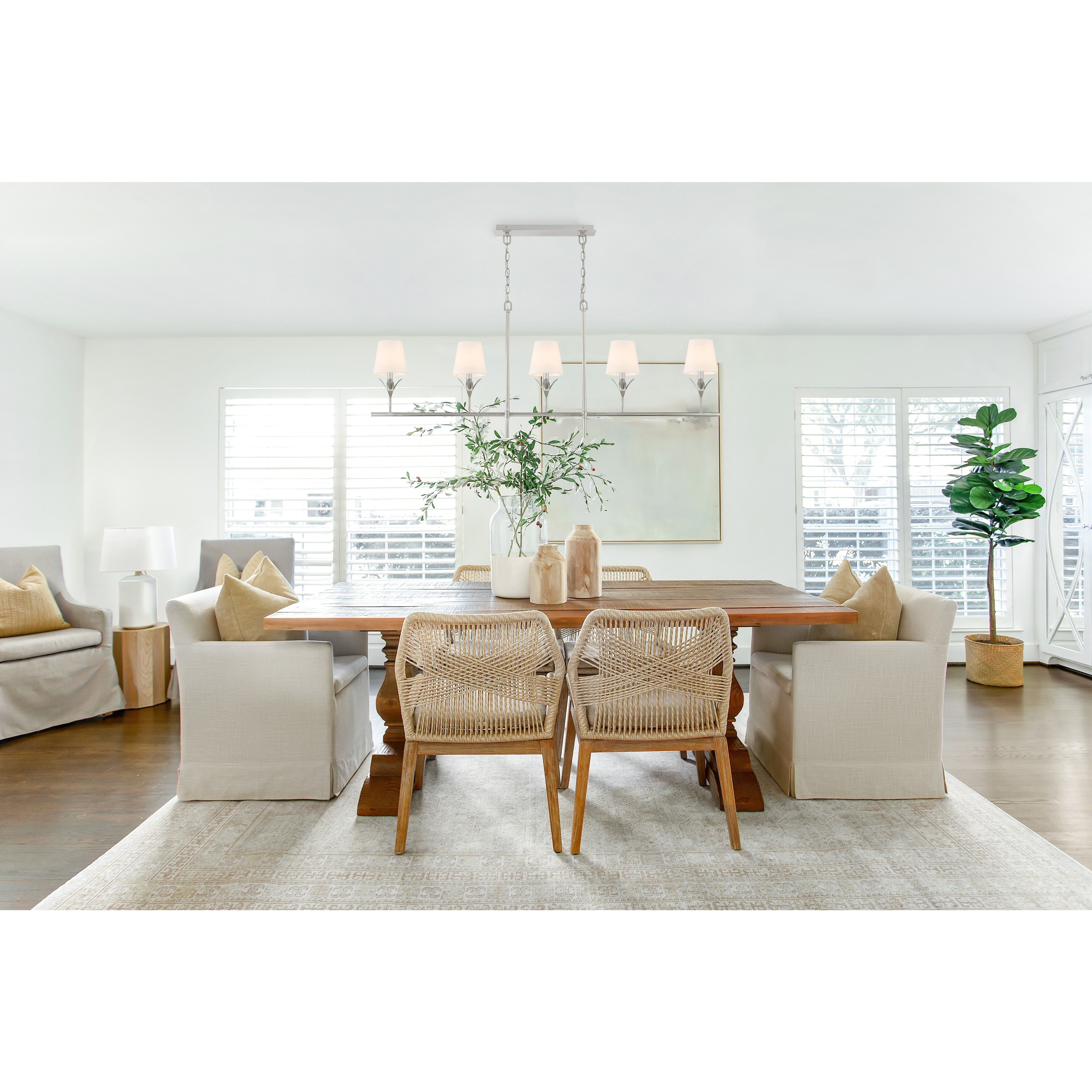 Broche 5 Light 53.5 inch Antique Silver Linear Chandelier Ceiling Light