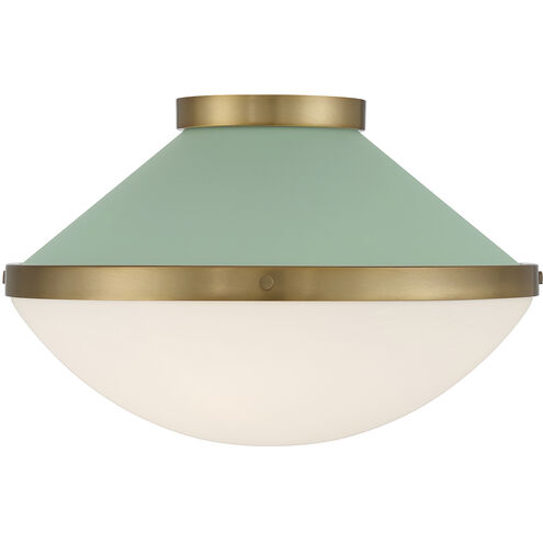 Xander 2 Light 16.25 inch Vibrant Gold and Green Flush Mount Ceiling Light
