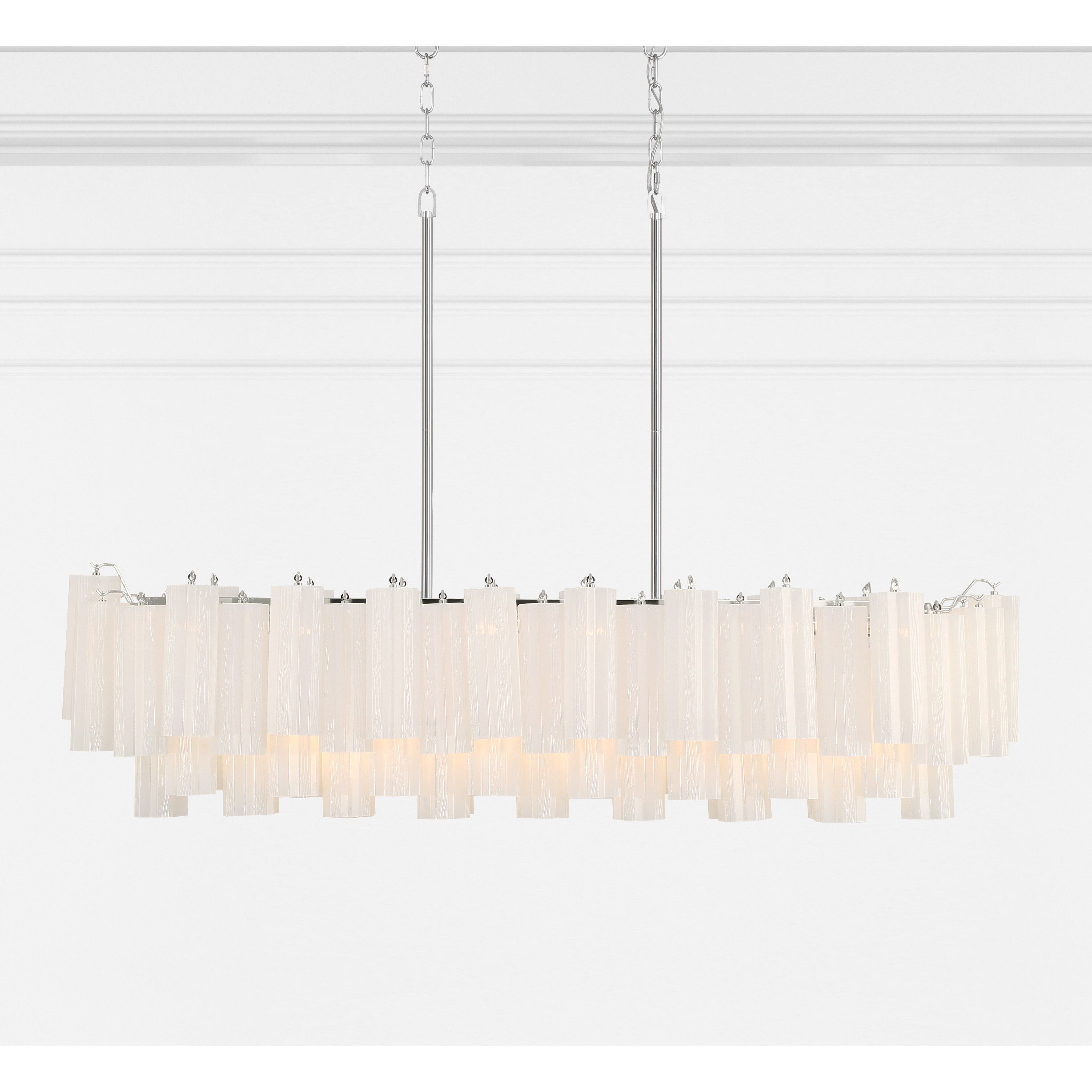 Addis 14 Light 51.75 inch Polished Chrome Linear Chandelier Ceiling Light in Tronchi Glass White