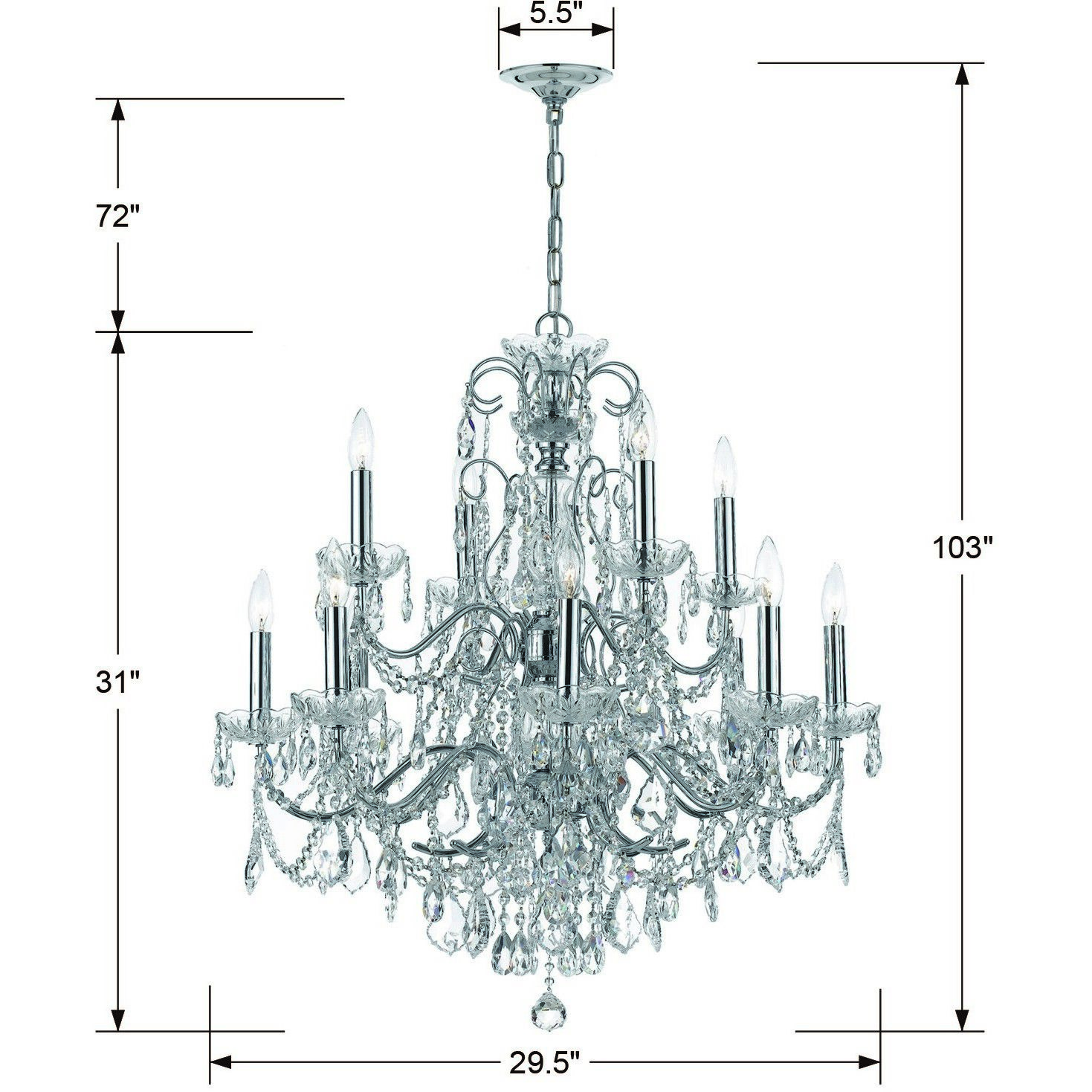 Imperial 12 Light 29.5 inch Polished Chrome Chandelier Ceiling Light in Clear Hand Cut