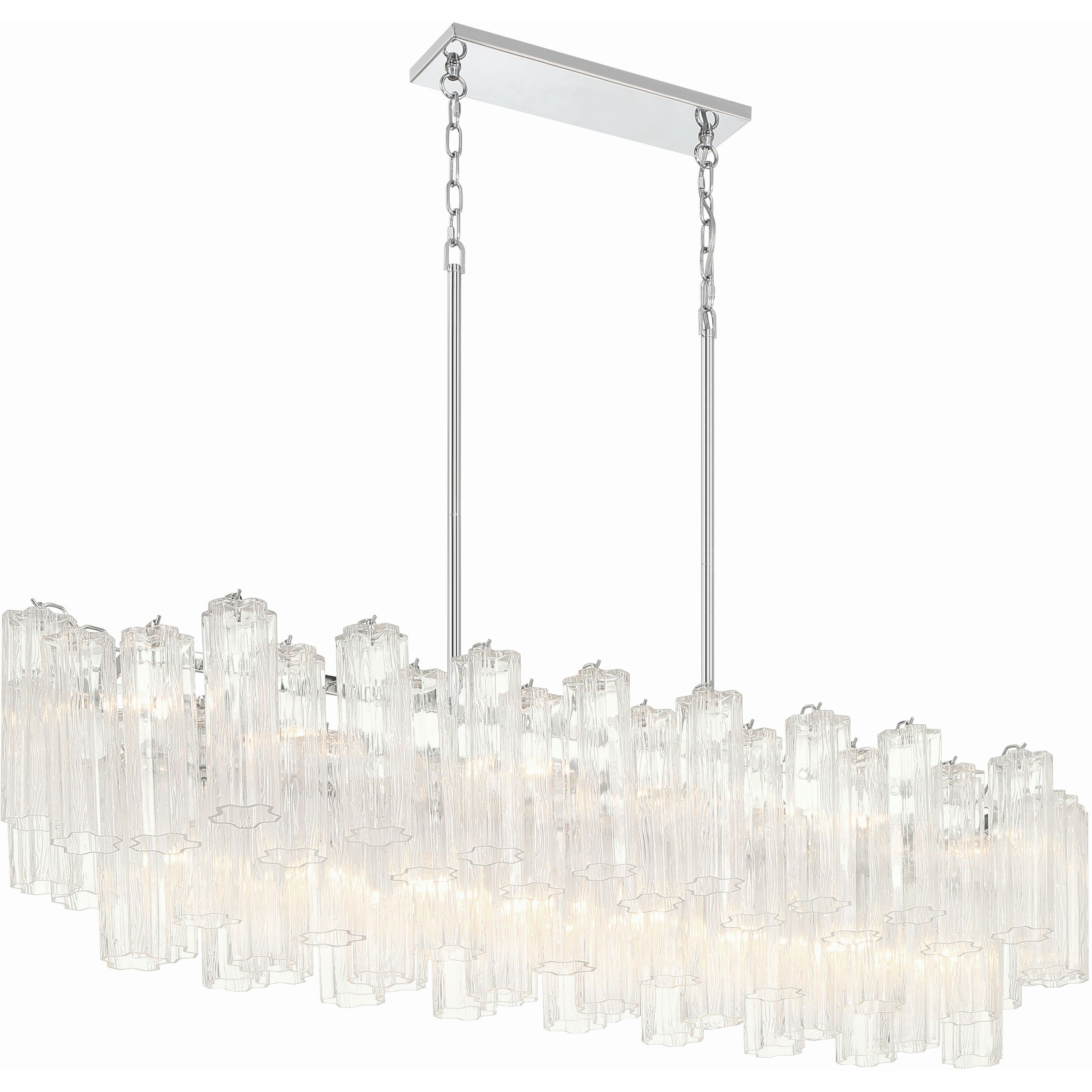 Addis 14 Light 51.75 inch Polished Chrome Linear Chandelier Ceiling Light in Tronchi Glass Clear