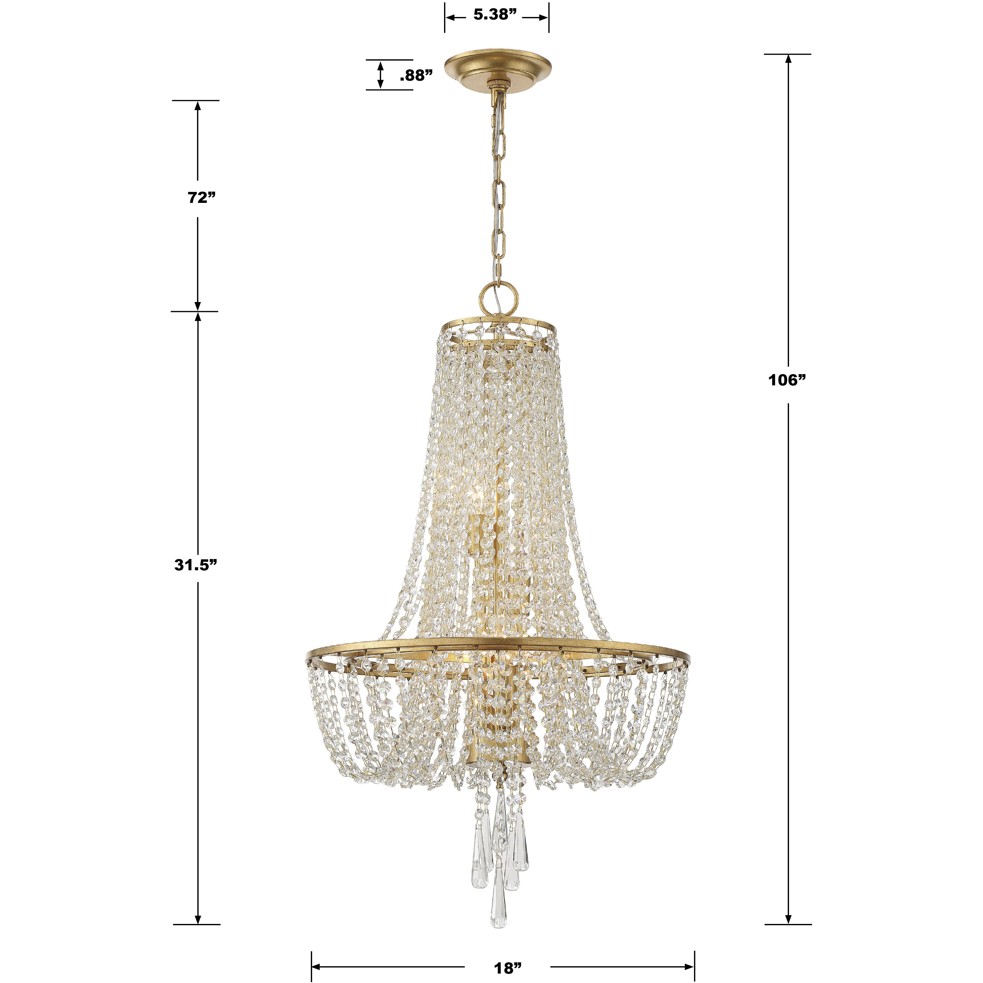 Arcadia 4 Light 18 inch Antique Gold Chandelier Ceiling Light