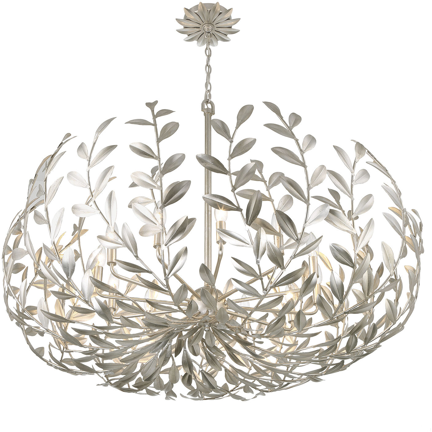 Broche 12 Light 42 inch Antique Silver Chandelier Ceiling Light