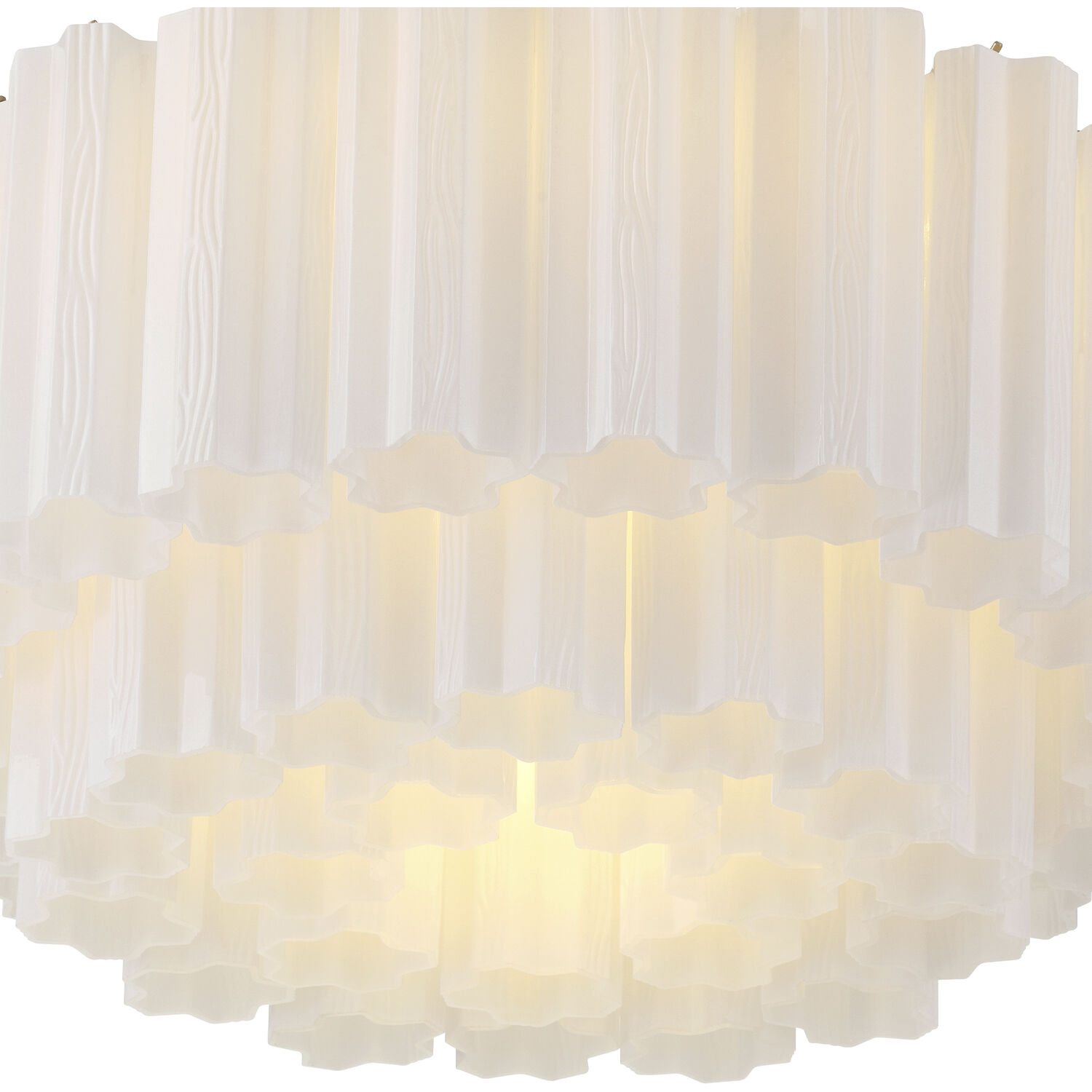 Addis 7 Light 22.25 inch Aged Brass Flush Ceiling Light in Tronchi Glass White